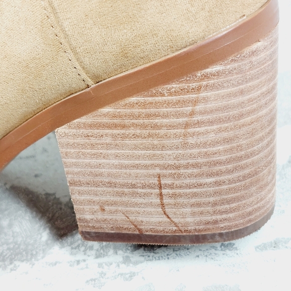 New Bp. Brynne Tan Faux Leather Block Heel Pointy Toe Ankle Boots W379 - Picture 12 of 13